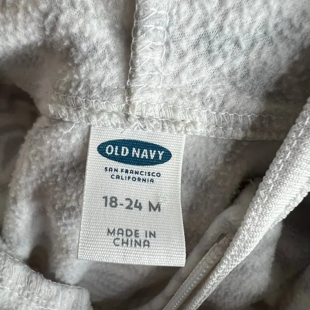 Old Navy toddler gray full zip fleece hoodie Size 18-24 months